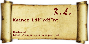 Kaincz Lóránt névjegykártya